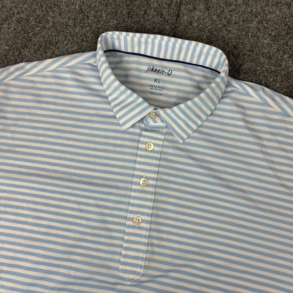 johnnie-O Other - Johnnie-O Mens XL Blue White Striped Performance Polo Shirt Short Sleeve Golf